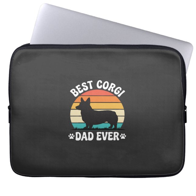 Bester Corgi-Vater überhaupt Retro-Hund Laptopschutzhülle (Vorderseite)
