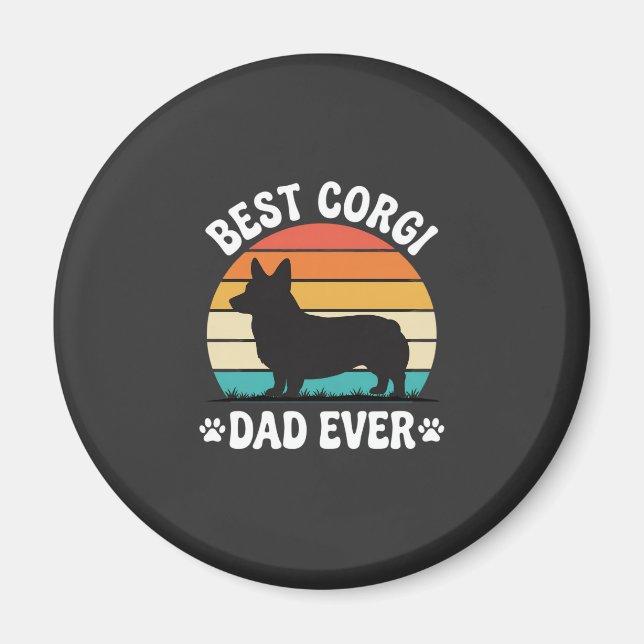 Bester Corgi-Vater überhaupt Retro-Hund Magnet (Vorne)