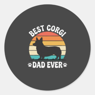 Bester Corgi-Vater überhaupt Retro-Hund Runder Aufkleber