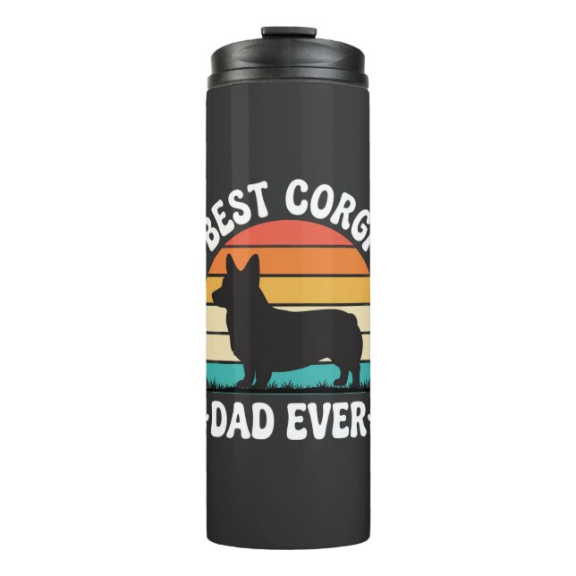 Bester Corgi-Vater überhaupt Retro-Hund Thermosbecher (Vorderseite)