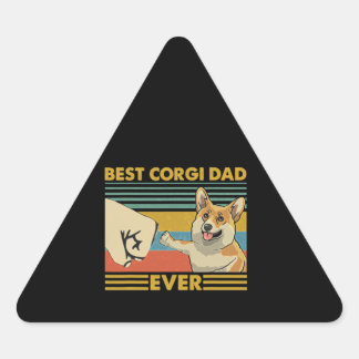Bester Corgi-Vater überhaupt Retro Vintage Sonnenu Dreieckiger Aufkleber