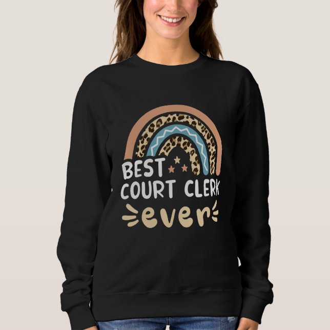 Bester Court Clerk je Leopard Rainbow Mama Sweatshirt (Vorderseite)