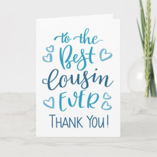 Bester Cousin Danke, Typografie in Blau Karte