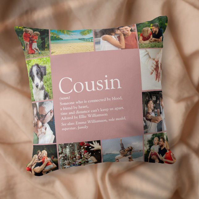 Bester Cousin je Definition 12 Foto Rosa Kissen (Best Cousin Ever Definition 12 Photo Pink Throw Pillow)