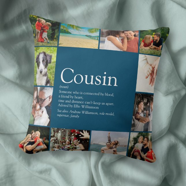 Bester Cousin je Definition 12 FotoCollage Kissen (Best Cousin Ever Definition 12 Photo Collage Throw Pillow)
