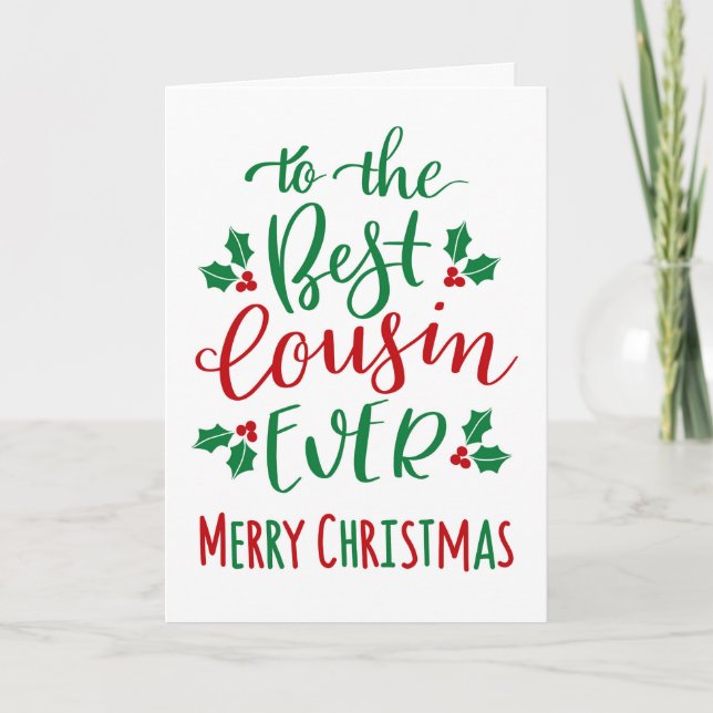 Bester Cousin je frohe Weihnachts-Typografie Karte (Vorderseite)
