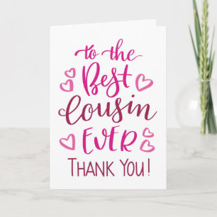 Bester Cousin überhaupt Danke Typografie in Rosa Karte