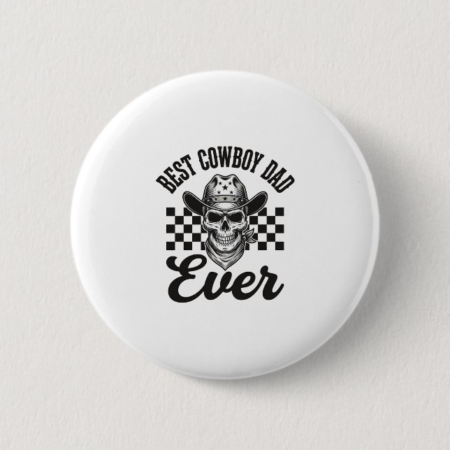 Bester Cowboy-Vater-Totenkopf-Western-Shirt-Design Button (Vorderseite)