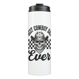 Bester Cowboy-Vater-Totenkopf-Western-Shirt-Design Thermosbecher
