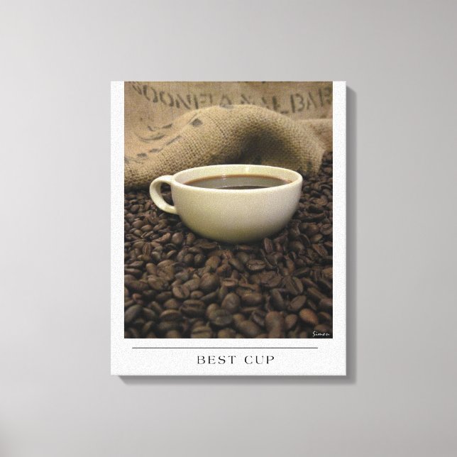 Bester Cup - Kaffee und Bohnen auf Leinwand (Vorderseite)