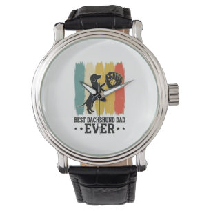 Bester Dachshund-Vater überhaupt Vintage-Baseball- Armbanduhr