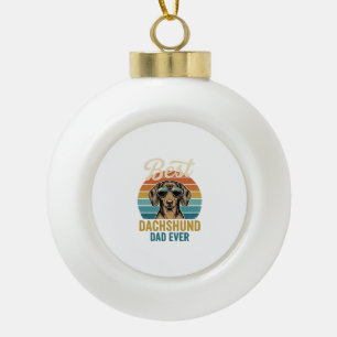 Bester Dachshund-Vater überhaupt Vintage-Hund-Shir Keramik Kugel-Ornament