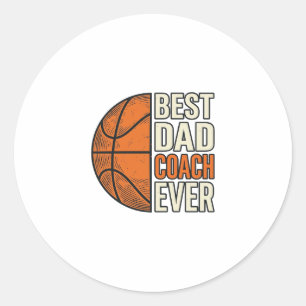 Bester Dad Coach Ever Basketball Vintage Vektor De Runder Aufkleber