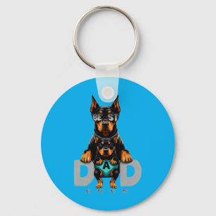 Bester Dad Dobermann Cooler Vater Hund Mit Welpe Schlüsselanhänger