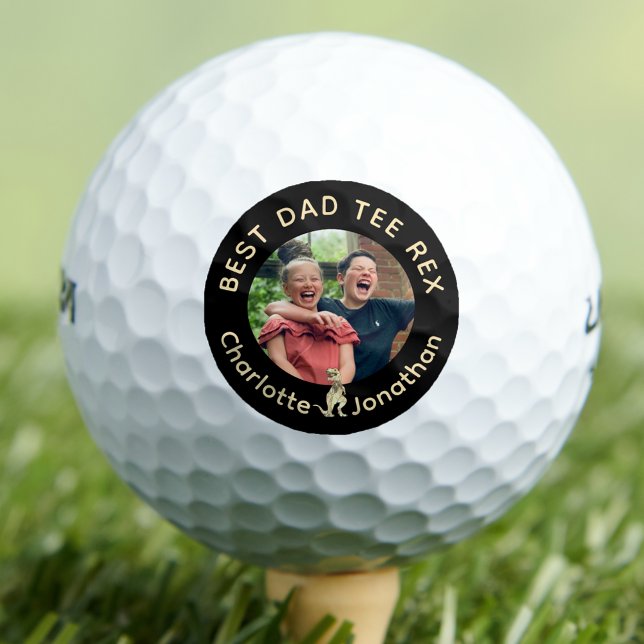 Bester Dad Tee Rex Kinderfoto Golfball (Funny best dad tee Rex custom kids photo golf ball Funny dinosaur theme father golfing gift from kid)