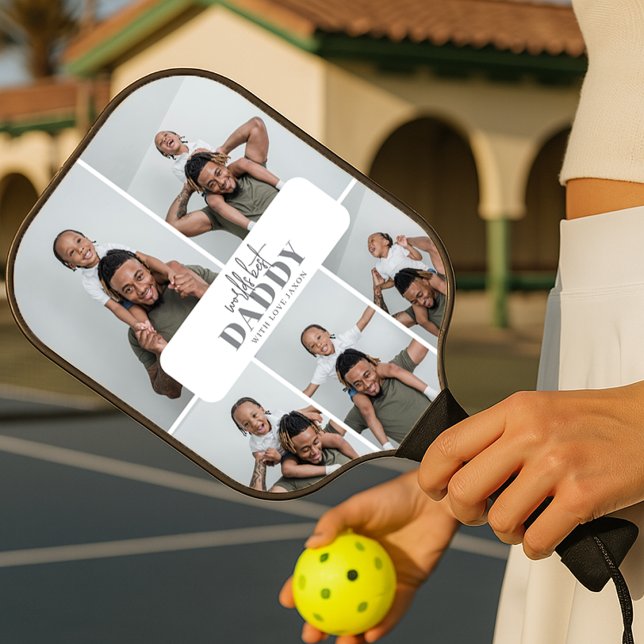 Bester Daddy der Welt | Fotocollage Pickleball Schläger (Von Creator hochgeladen)