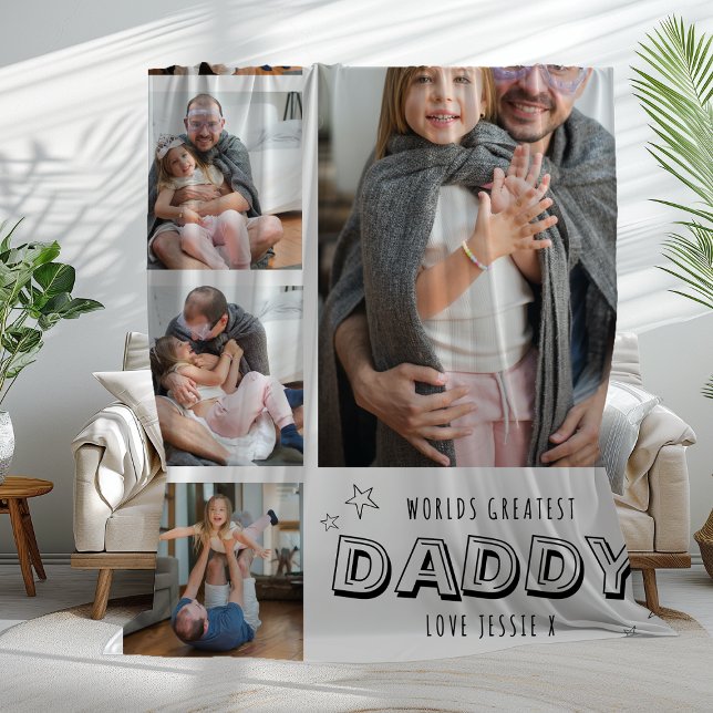 Bester Daddy der Welt Trendige Fotostreifen Fleecedecke (Von Creator hochgeladen)