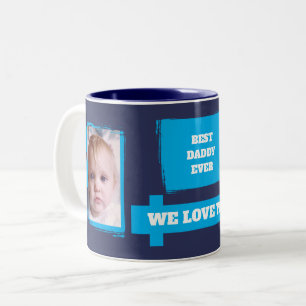Bester Daddy Ever 2 Fotos lieben dich marineblau h Zweifarbige Tasse