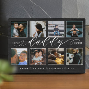 Bester Daddy je Black Woodgrain FotoCollage Fotoplatte