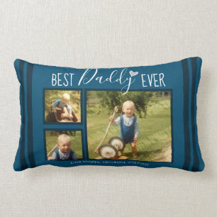 Bester Daddy je Custom 3 Foto Collage Blue Lendenkissen