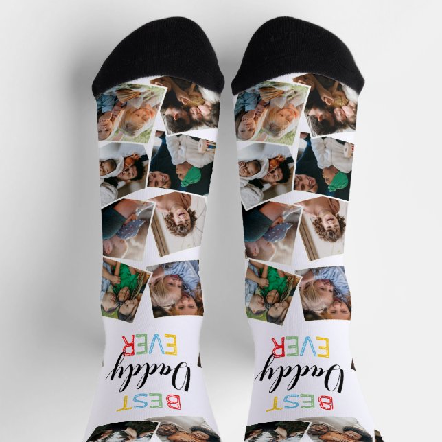Bester Daddy je Fun Foto Collage Socken (Oben)