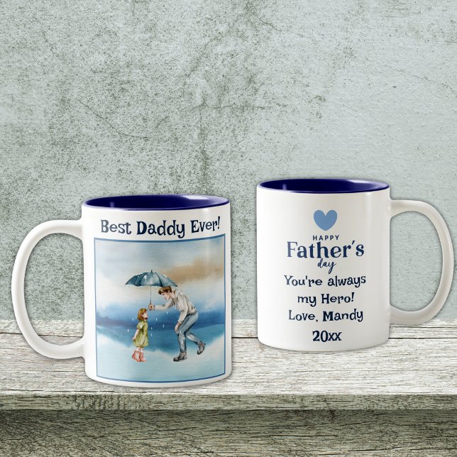 Bester Daddy je Zwei-Tone-Kaffee-Tasse Zweifarbige Tasse (Personalize to add your names/dates.  Customize to change text, color or style.)