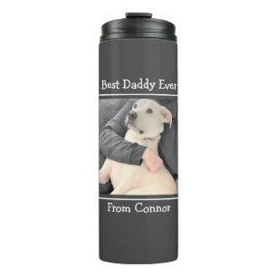 Bester Daddy Niedlicher Welpenhund wird umarmtes F Thermosbecher