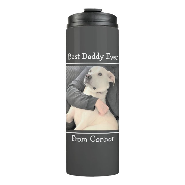 Bester Daddy Niedlicher Welpenhund wird umarmtes F Thermosbecher (Vorderseite)