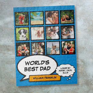 Bester Daddy Vater Papa 12 Foto Blau Lustig Comic Puzzle