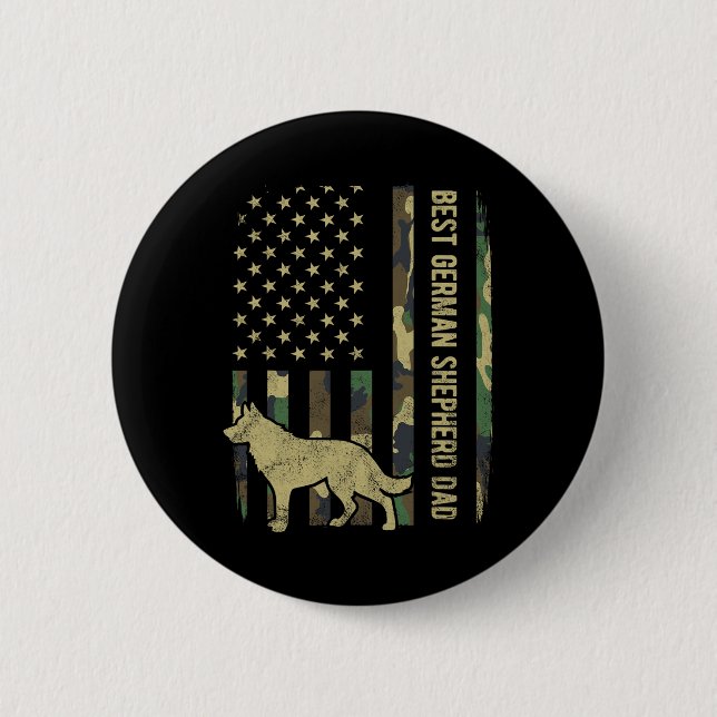 Bester Deutscher Schäferhund Papa Tarnung Amerikan Button (Vorderseite)