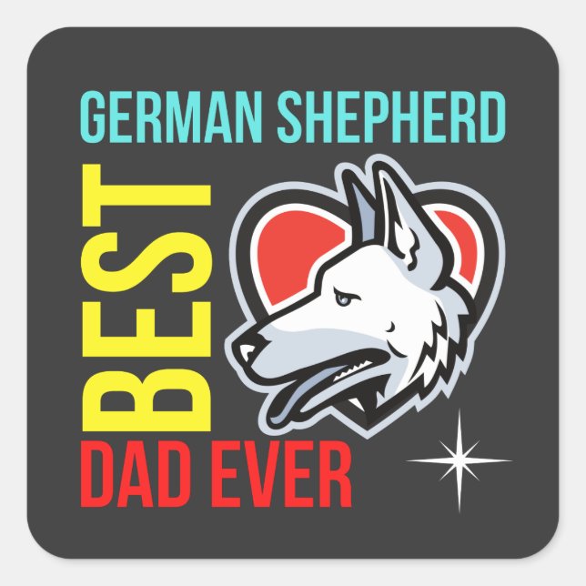 Bester deutscher Shepherd-Vater je Quadratischer Aufkleber (Vorderseite)