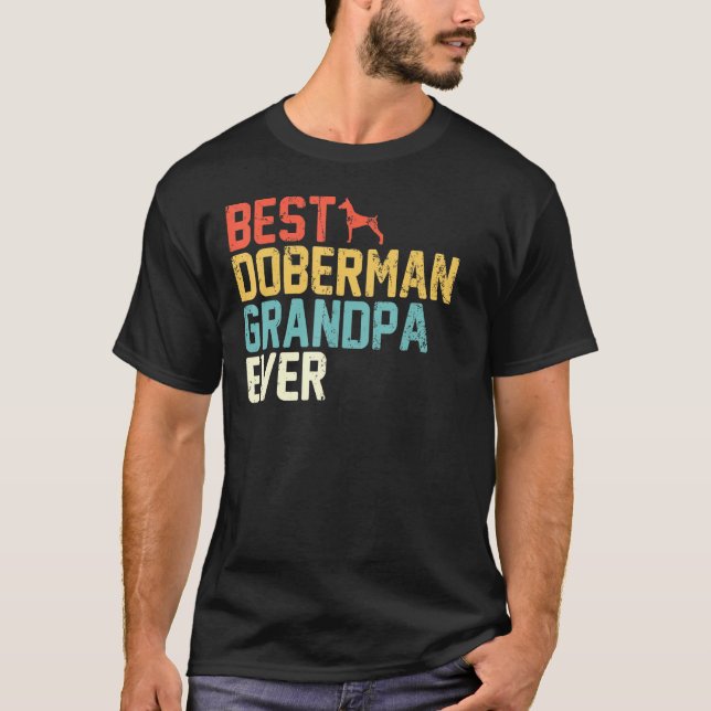Bester Doberman Opa je Retro Opa T-Shirt (Vorderseite)