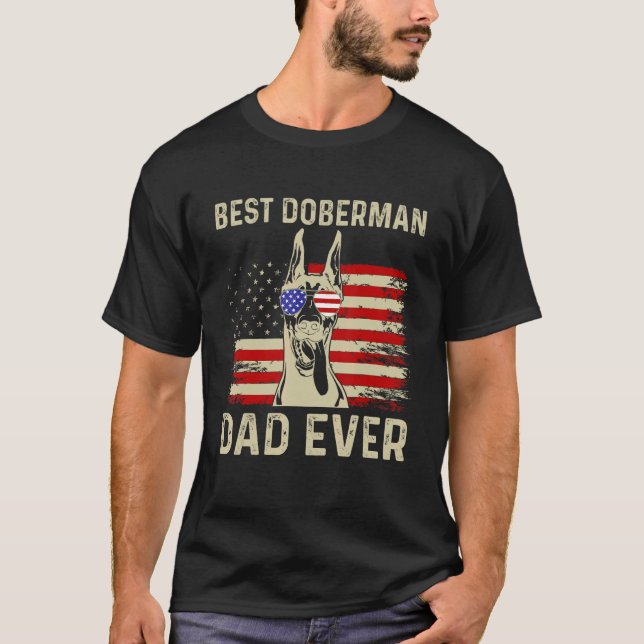 Bester Dobermann-Vater überhaupt Fathers Day Ameri T-Shirt (Vorderseite)