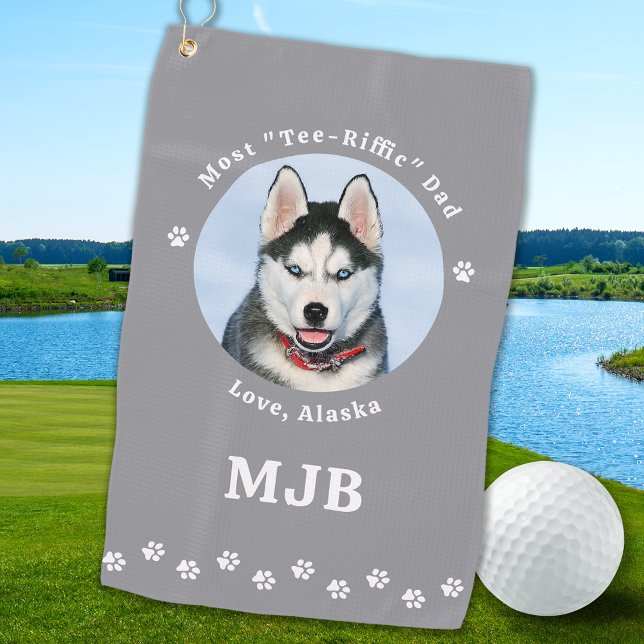 Bester DOG-VATER je Personalisiertes Foto für Haus Golfhandtuch (Von Creator hochgeladen)