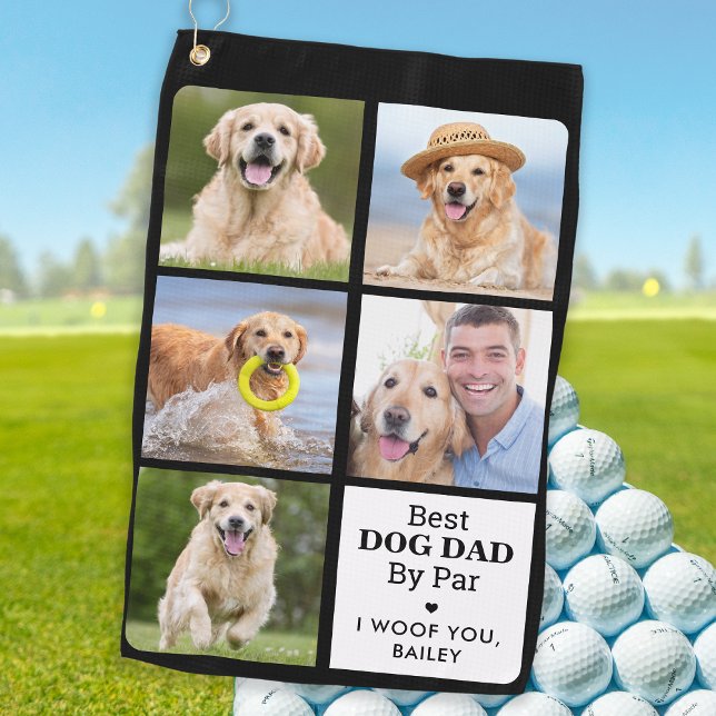 Bester DOG-VATER nach Par - Personalisiert 5 Fotom Golfhandtuch (Von Creator hochgeladen)