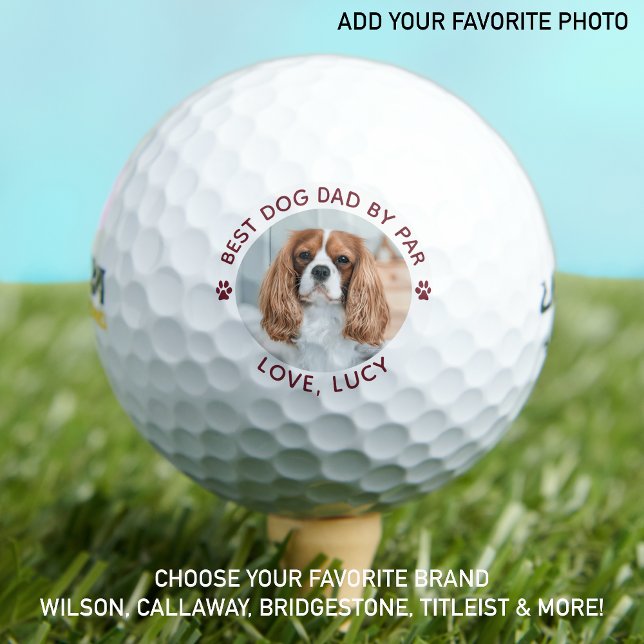 Bester DOG-VATER per Par Paw Print Custom Foto Golfball (Von Creator hochgeladen)