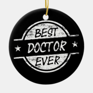 Bester Doktor Ever White Keramikornament