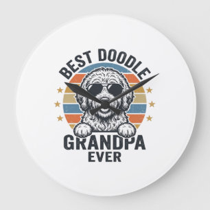 Bester Doodle-Opa aller Zeiten Vintage-Hund-Shirt- Große Wanduhr