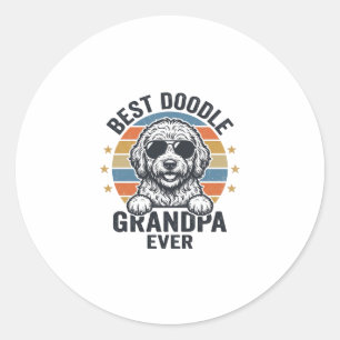 Bester Doodle-Opa aller Zeiten Vintage-Hund-Shirt- Runder Aufkleber