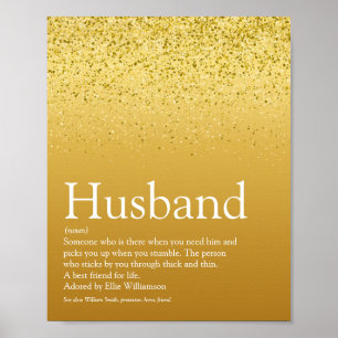 Bester Ehemann der Welt Definition Gold Glitter Lu Poster