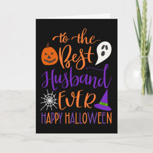 Bester Ehemann Halloween in Orange und Lila Karte