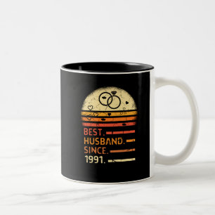 Bester Ehemann seit 1991 Retro Vintager Vater Tag Zweifarbige Tasse