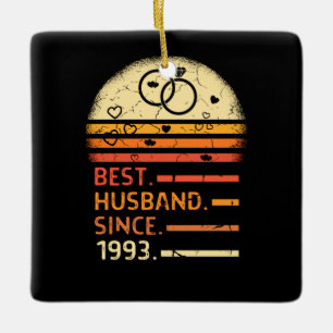 Bester Ehemann seit 1993 Retro Vintager Vater-Tag Keramikornament