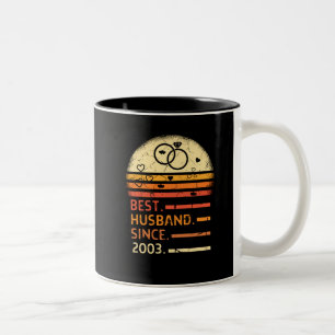 Bester Ehemann seit 2003 Retro-Vintage Vatertag Zweifarbige Tasse