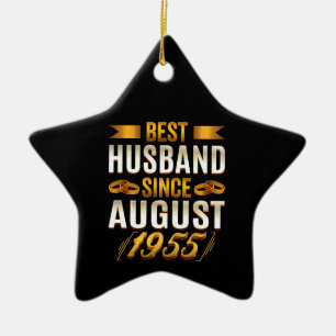 Bester Ehemann seit August 1955 Lustiger Hochzeits Keramik Ornament