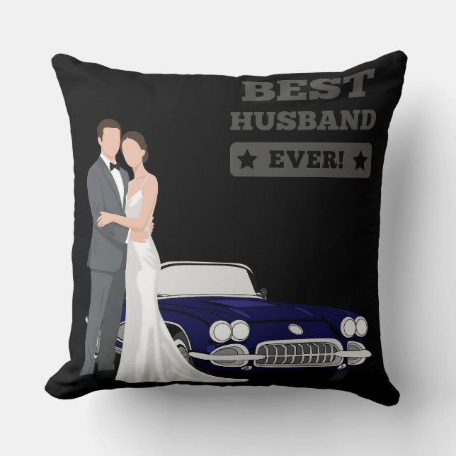 Bester Ehemann überhaupt Hochzeitspaar mit Oldtime Kissen (Vorderseite)