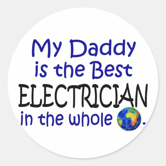 Bester Elektriker der Welt (Daddy) Runder Aufkleber (Vorderseite)