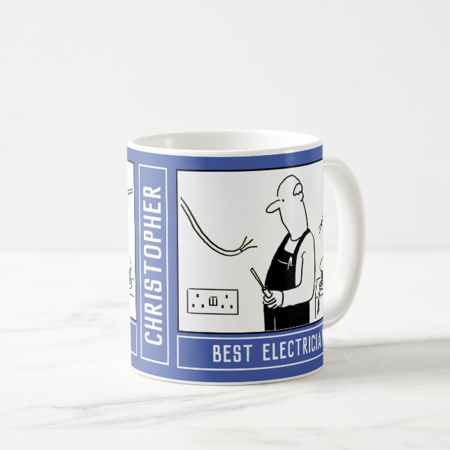 Bester Elektriker mit Namen. Elektriker Kaffeetasse (VorderseiteRechts)