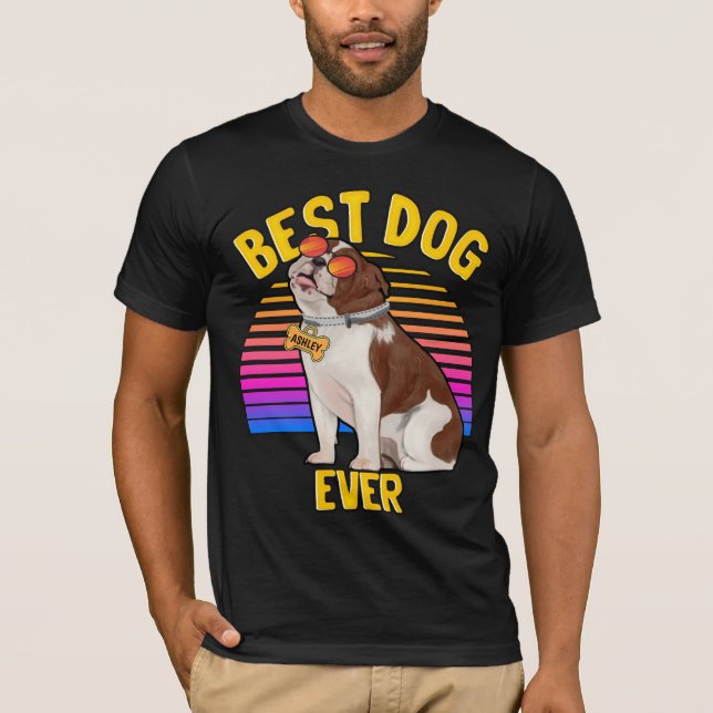 Bester englischer Bulldog Hund je Retro T - Shirt (Vorderseite)