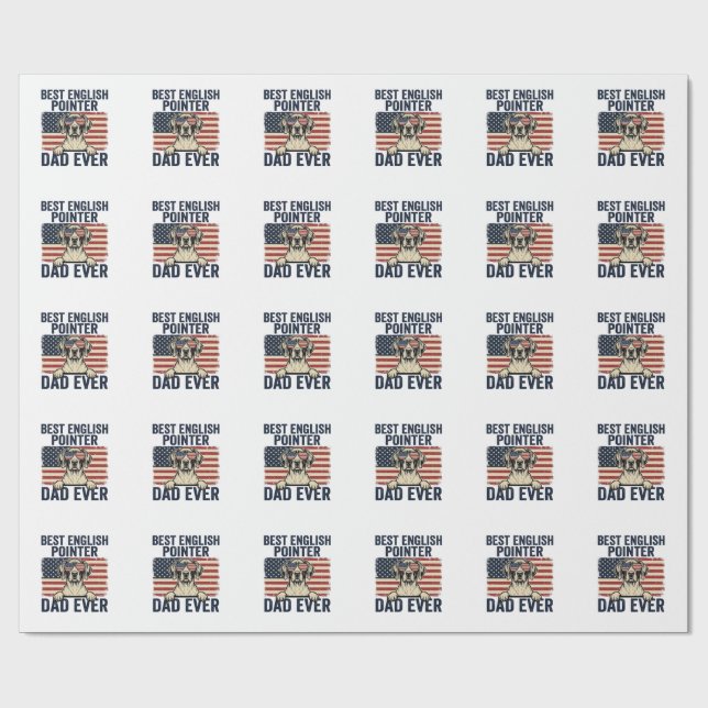 Bester English-Pointer-Vater jemals Patriotischer  Geschenkpapier (Flach)